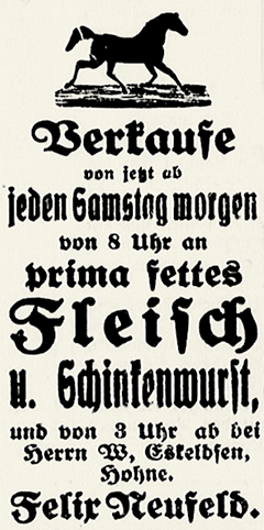Zeitungsannounce, Felix Neufeld, Lengericher Zeitung 29.9.1921